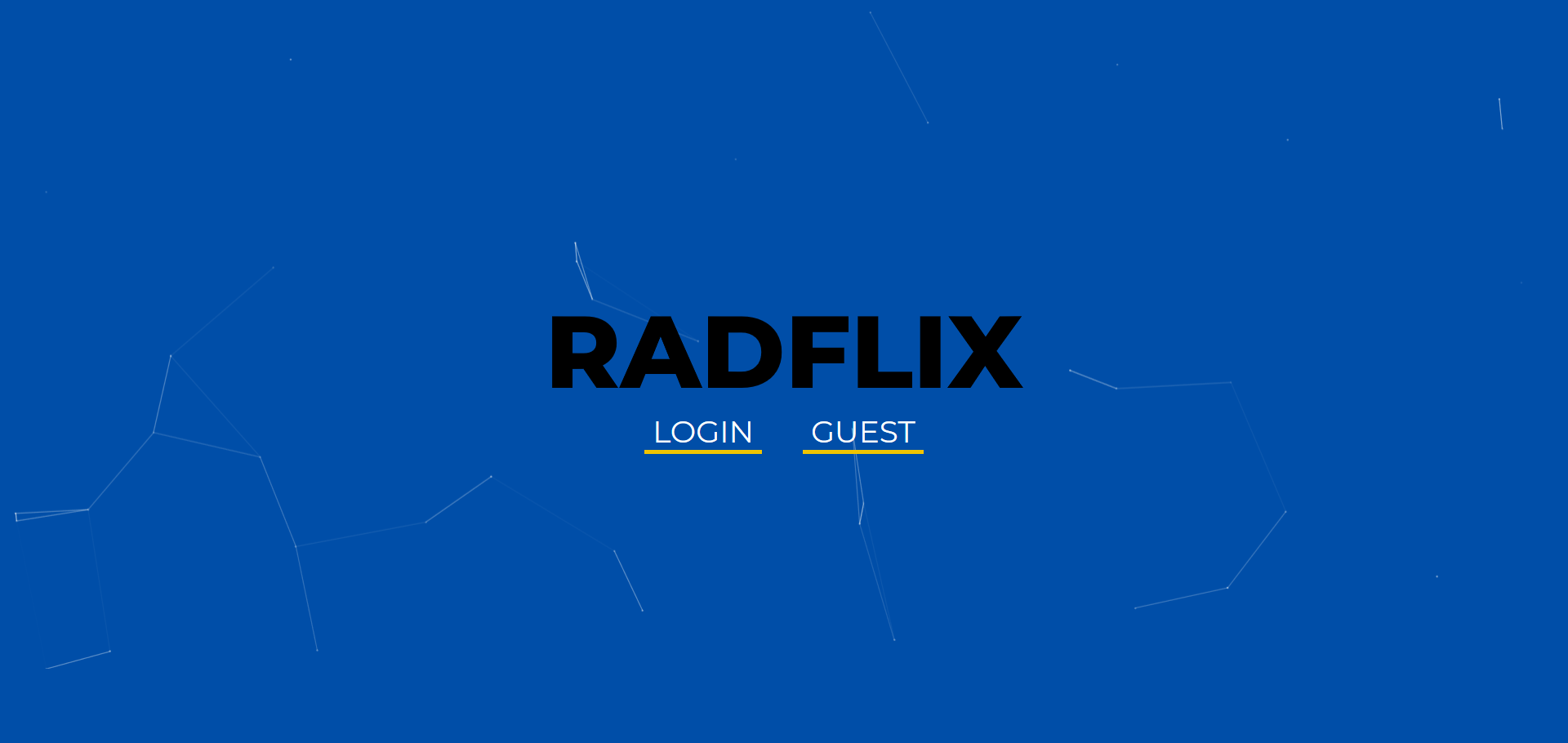 main homepage layout of Radflix website